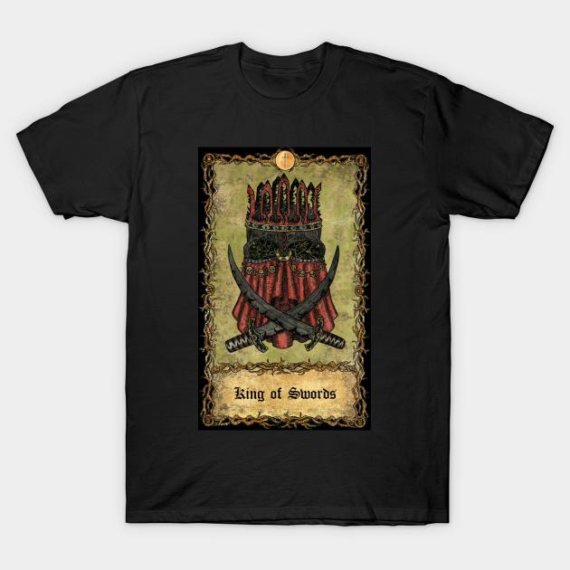 King Of Swords. Eternal Bones Tarot (Colorful) design. T-Shirt by Mystic Arts